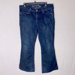 American Eagle Dark Wash Mid Rise Real Flare Jeans 12